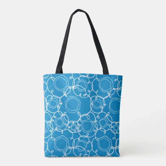 Abstract Floral Matrix (Blue) Fine Art Tote Bag (Achterkant)