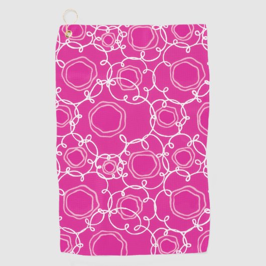 Abstract Floral Matrix (Hot Pink) Fine Art Golfhanddoek (Voorkant)