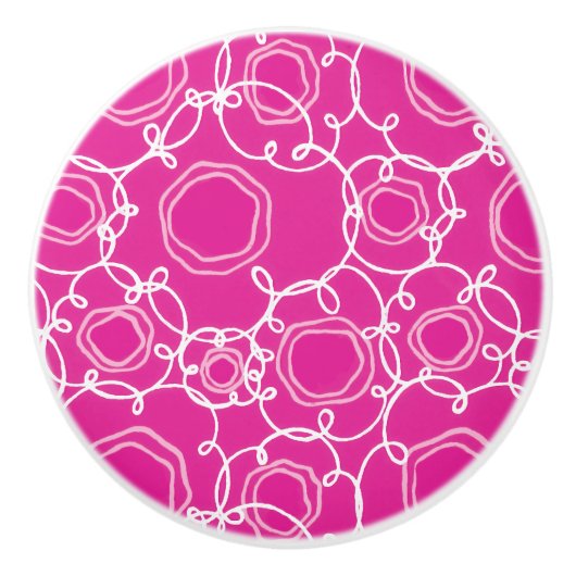 Abstract Floral Matrix (Hot Pink) Fine Art Keramische Knop (Voorkant)