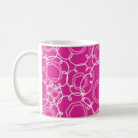 Abstract Floral Matrix (Hot Pink) Fine Art Koffiemok (Links)