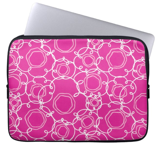 Abstract Floral Matrix (Hot Pink) Fine Art Laptop Sleeve (Voorkant)