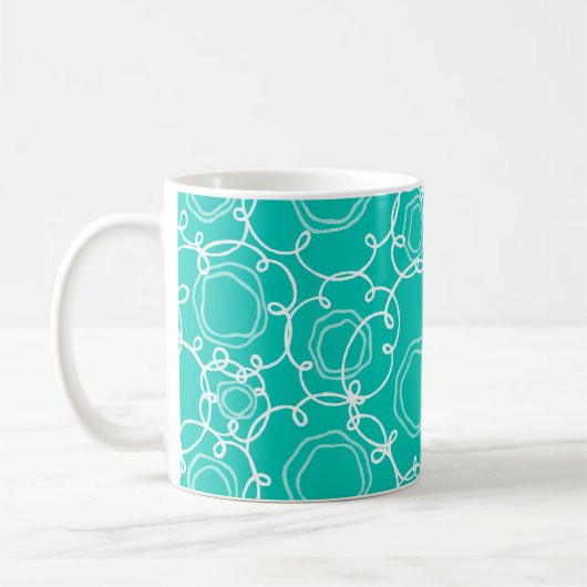 Abstract Floral Matrix (Teal) Fine Art Koffiemok (Links)