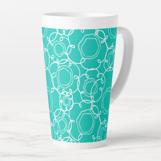 Abstract Floral Matrix (Teal) Fine Art Latte Mok (Rechterhoek)