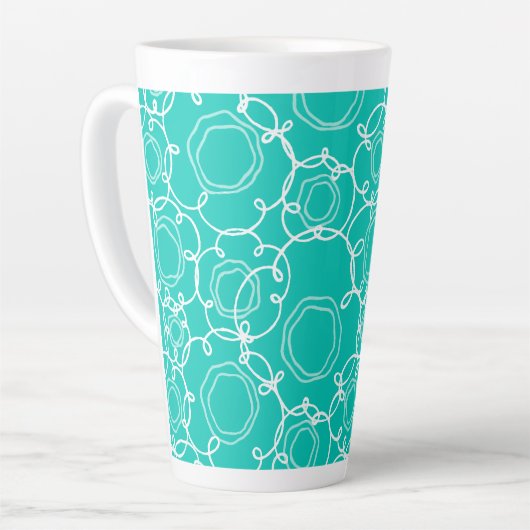 Abstract Floral Matrix (Teal) Fine Art Latte Mok (Linkerhoek)
