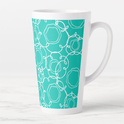 Abstract Floral Matrix (Teal) Fine Art Latte Mok (Rechts)