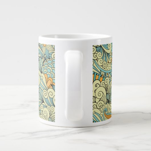  Abstract Floral Monogrammed Grote Koffiekop (Achterkant)