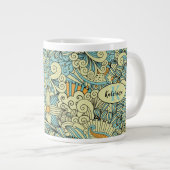  Abstract Floral Monogrammed Grote Koffiekop (Voorkant rechts)