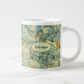 Abstract Floral Monogrammed Grote Koffiekop (Rechts)