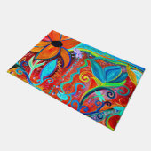 Abstract floral orange, blue intuitive art deurmat (Schuin)