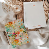 Abstract Floral Painting Monogram Name Stationery Notitiekaartje