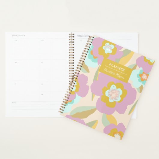 Abstract Floral Pastel Lila Patroon op maat Planner (Display)