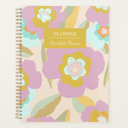 Abstract Floral Pastel Lila Patroon op maat Planner (Voorkant)