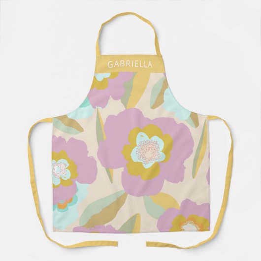 Abstract Floral Pastel Lila Patroon op maat Schort (Voorkant)