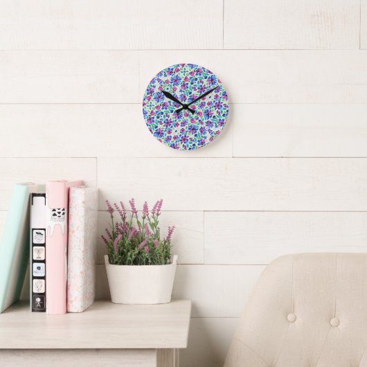 Abstract Floral Patroon - Acrylwandklok Ronde Klok (Leeskamer)