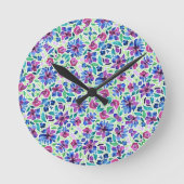 Abstract Floral Patroon - Acrylwandklok Ronde Klok (Voorkant)
