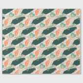  Abstract Floral Pattern Aqua Green Sinaasappel Cadeaupapier (Vlak)