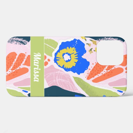 Abstract Floral Pattern Blue Green Oranje Case-Mate iPhone Case (Achterkant (horizontaal))