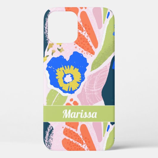 Abstract Floral Pattern Blue Green Oranje Case-Mate iPhone Case (Achterkant)