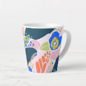  Abstract Floral Pattern Blue Green Oranje Latte Mok (Rechterhoek)