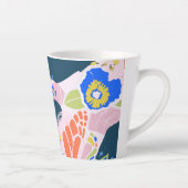  Abstract Floral Pattern Blue Green Oranje Latte Mok (Rechts)