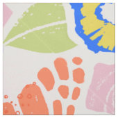 Abstract Floral Pattern Blue Green Oranje Stof (Swatch)