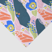 Abstract Floral Pattern Blue Green Oranje Tissuepapier (Detail)