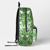 Abstract Floral Pattern In Black & Green On White Bedrukte Rugzak (Links)