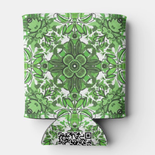 Abstract Floral Pattern In Black Green On White Blikjeskoeler (Achterkant)