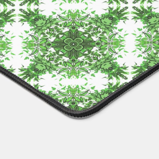 Abstract Floral Pattern In Black & Green On White Bureaumat (Hoek)