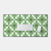 Abstract Floral Pattern In Black & Green On White Bureaumat (Keyboard & Muis)