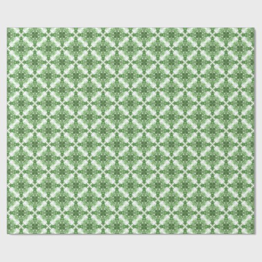 Abstract Floral Pattern In Black Green On White Cadeaupapier (Vlak)