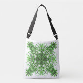 Abstract Floral Pattern In Black & Green On White  Crossbody Tas (Voorkant)
