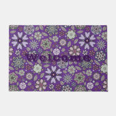 Abstract Floral Pattern In Black & Green On White Deurmat (Voorkant)