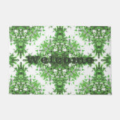 Abstract Floral Pattern In Black & Green On White Deurmat (Voorkant)