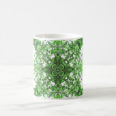 Abstract Floral Pattern In Black Green On White Koffiemok (Center)
