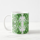 Abstract Floral Pattern In Black Green On White Koffiemok (Links)