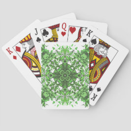 Abstract Floral Pattern In Black & Green On White Pokerkaarten