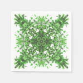 Abstract Floral Pattern In Black Green On White Servet (Voorkant)