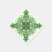 Abstract Floral Pattern In Black Green On White Servet (Hoek)