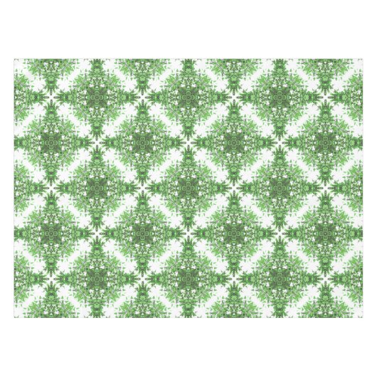 Abstract Floral Pattern In Black & Green On White Tafelkleed (Voorkant (Horizontaal))