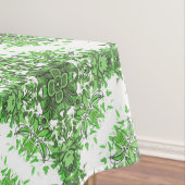 Abstract Floral Pattern In Black & Green On White Tafelkleed (Voorbeeld)