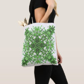 Abstract Floral Pattern In Black & Green On White Tote Bag (Dichtbij)