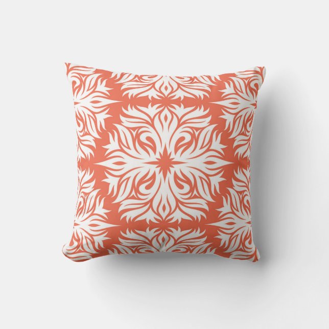 Abstract Floral Pattern in Oranje Kussen (Voorkant)
