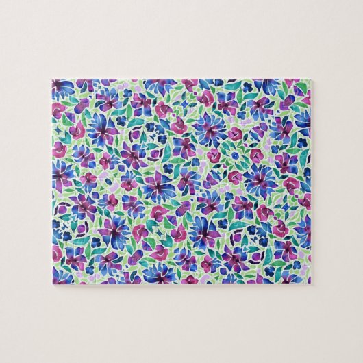 Abstract Floral Pattern - Jigzaag Puzzle Legpuzzel (Horizontaal)
