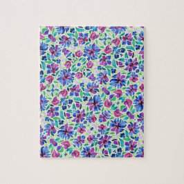 Abstract Floral Pattern - Jigzaag Puzzle Legpuzzel