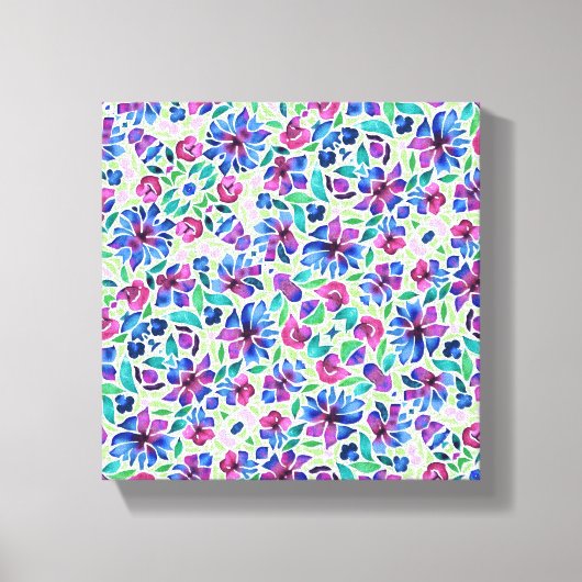 Abstract Floral Pattern - Stretted Canvas Print (Voorkant)