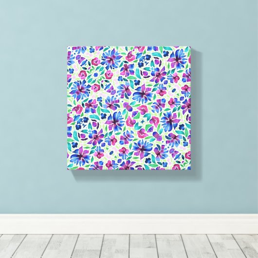 Abstract Floral Pattern - Stretted Canvas Print (Insitu (Houten vloer))