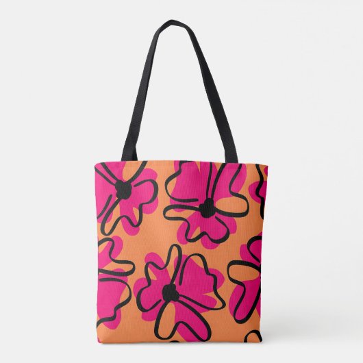 Abstract Floral Pattern Tote Bag | Bold Retro  (Achterkant)