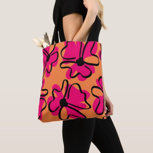 Abstract Floral Pattern Tote Bag | Bold Retro  (Dichtbij)