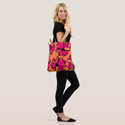 Abstract Floral Pattern Tote Bag | Bold Retro  (Op model)